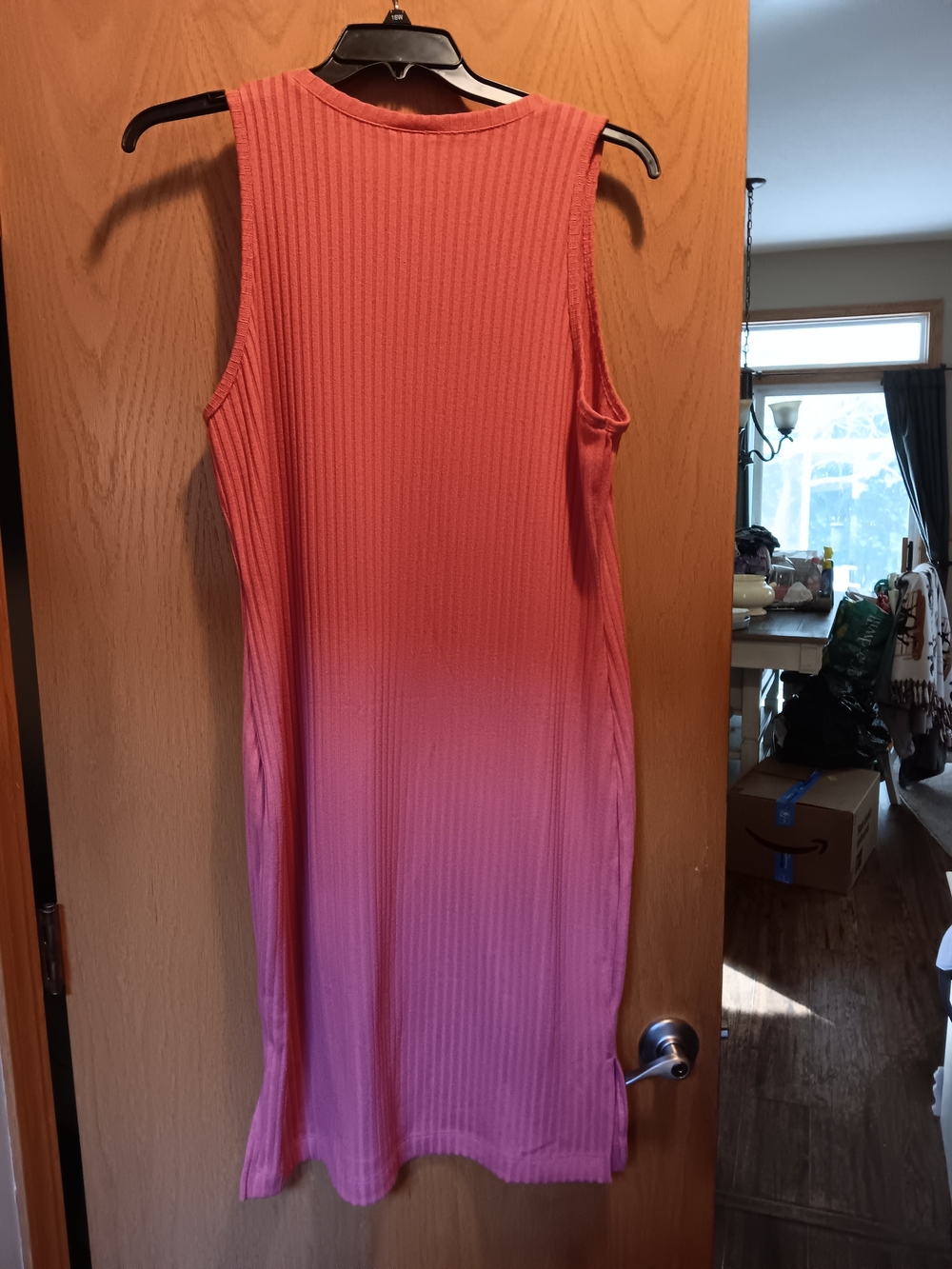 Womens Size XXL, Nine West Coral Ombre Ribbed Midi Dress - Picture 2 of 3
